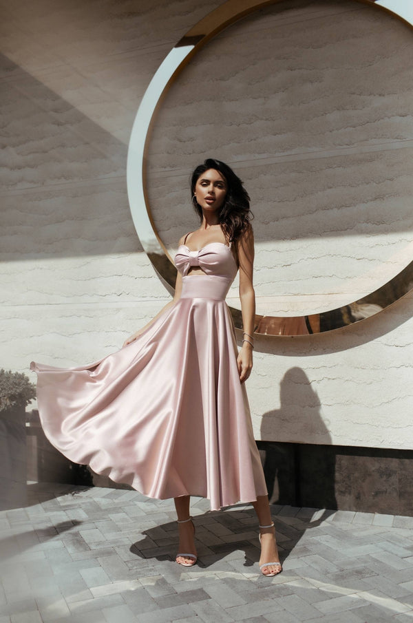 Rosine Satin Bustier Midi Dress