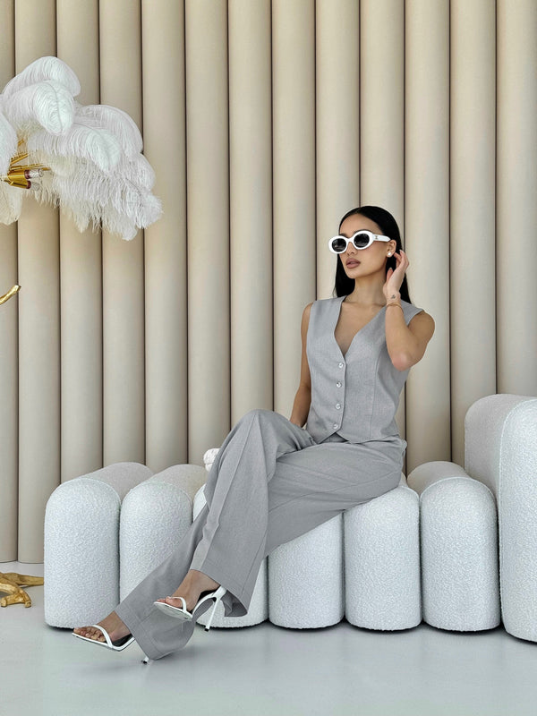 Blanche Waistcoat & Trouser Suit – Grey