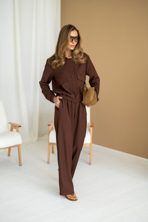Solene Knit Lounge Set – Brown