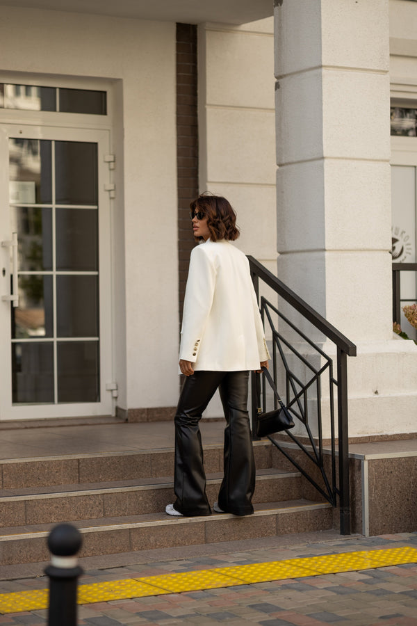 Gwendoline Double-Breasted Oversized Blazer – Milk White