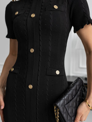 Margot Ribbed Midi Dress – Black