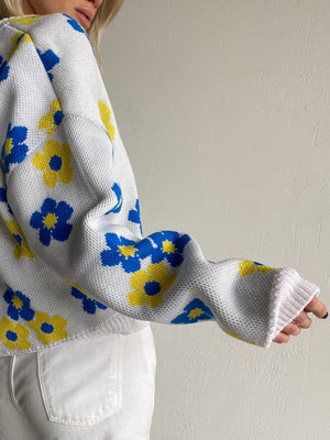 Florine Floral Knit Cardigan – Yellow Floral