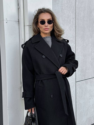 Marceline Belted Wool-Look Coat