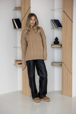 Mireille Cable Knit Sweater – Camel