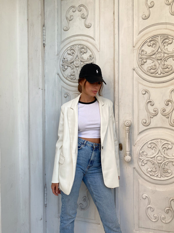 Hermine Oversized Longline Blazer – White