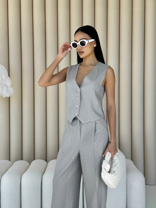 Blanche Waistcoat & Trouser Suit – Grey