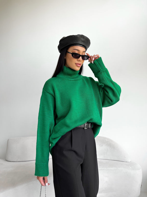 Maëlle Oversized Knit Sweater – Green