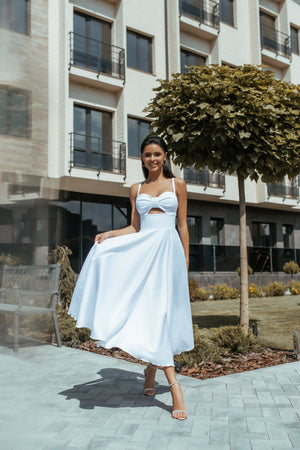 Rosine Satin Bustier Midi Dress