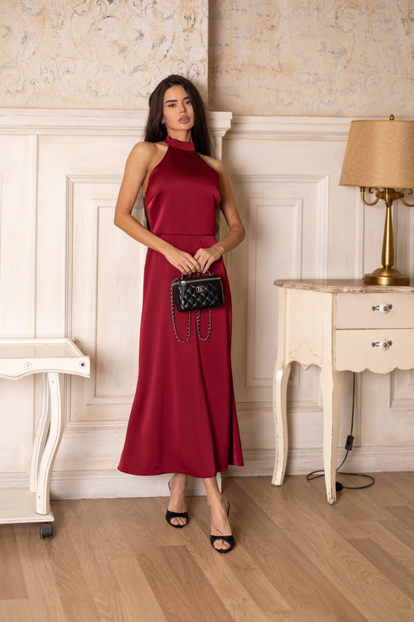 Océane Halter Jumpsuit – Burgundy