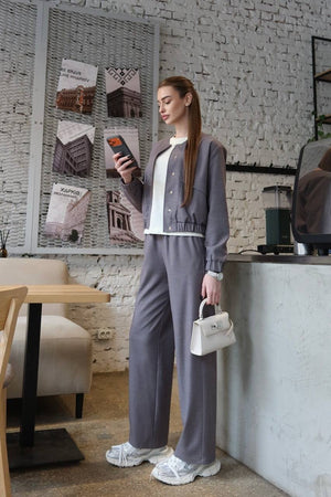 Solene Knit Lounge Set – Grey