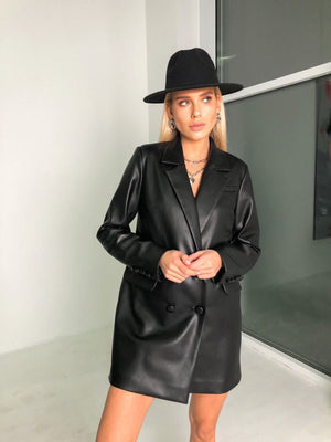 Georgette Blazer Dress – Black