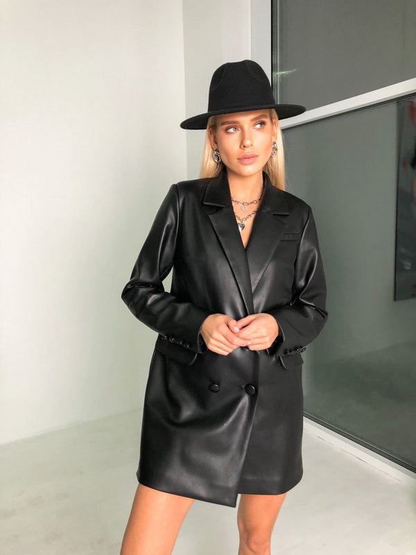 Georgette Blazer Dress – Black