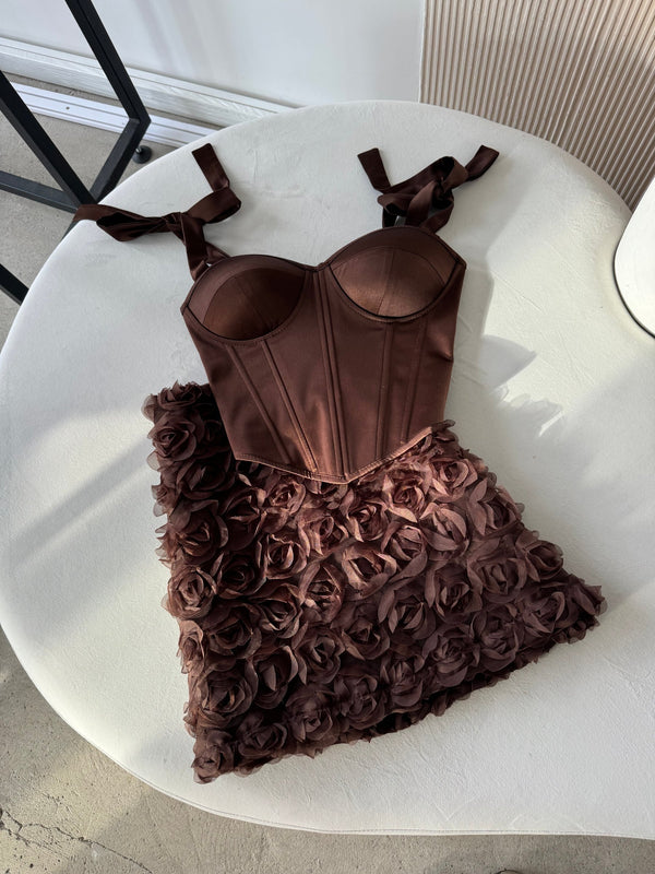 Émeraude Corset Top & Textured Skirt Set