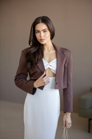 Isla Cropped Blazer – Brown