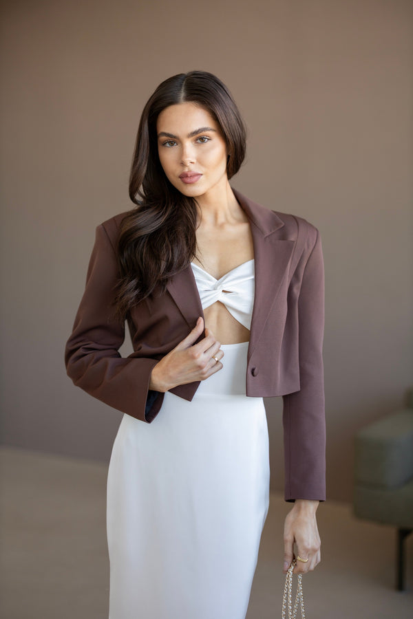 Isla Cropped Blazer – Brown
