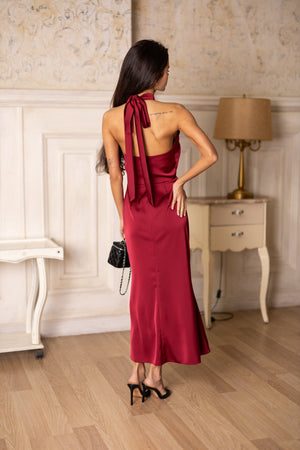 Océane Halter Jumpsuit – Burgundy