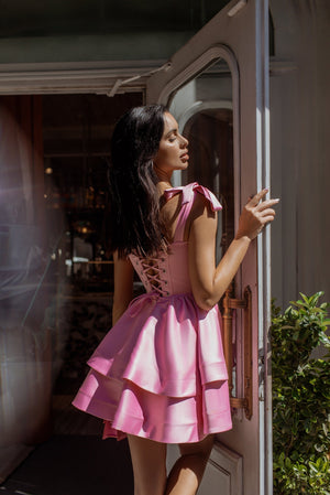 Léontine Tie-Strap Tiered Mini Dress – Mango