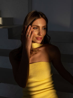 Emeline Strapless Pleated Dress – Yellow