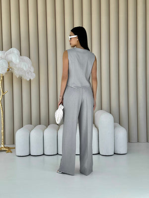 Blanche Waistcoat & Trouser Suit – Grey