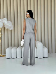 Blanche Waistcoat & Trouser Suit in Grey