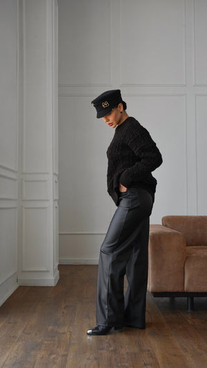 Mireille Cable Knit Sweater – Black