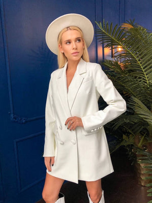 Georgette Blazer Dress – White