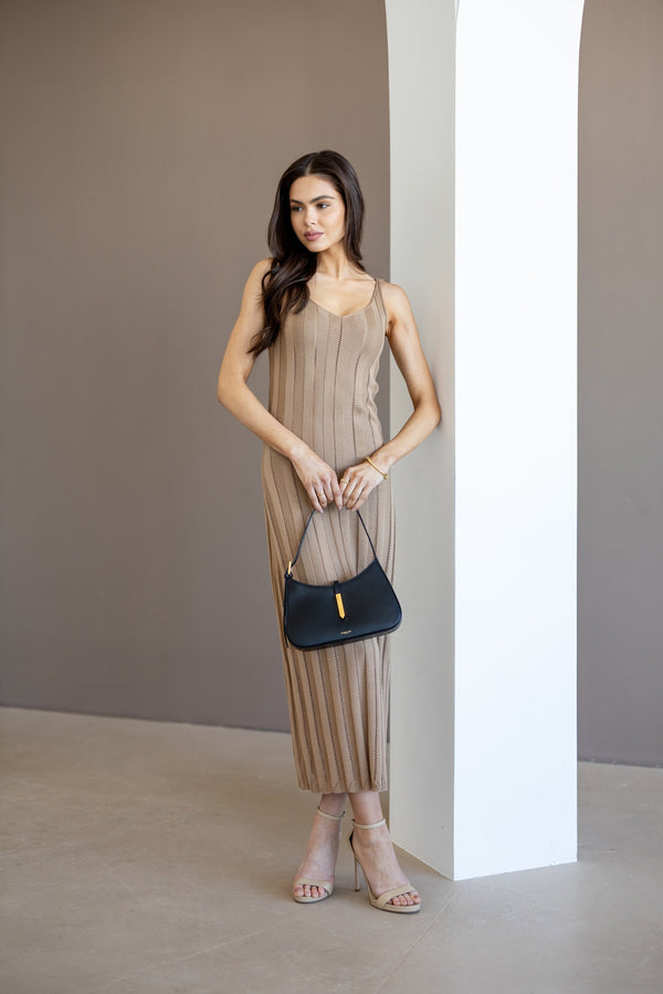 Livia Ribbed Maxi Dress – Camel