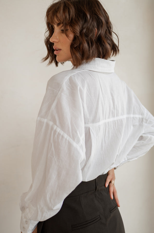 Émilie Oversized Cotton Shirt – White