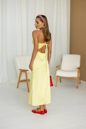 Anaïs Satin Slip Dress – Yellow