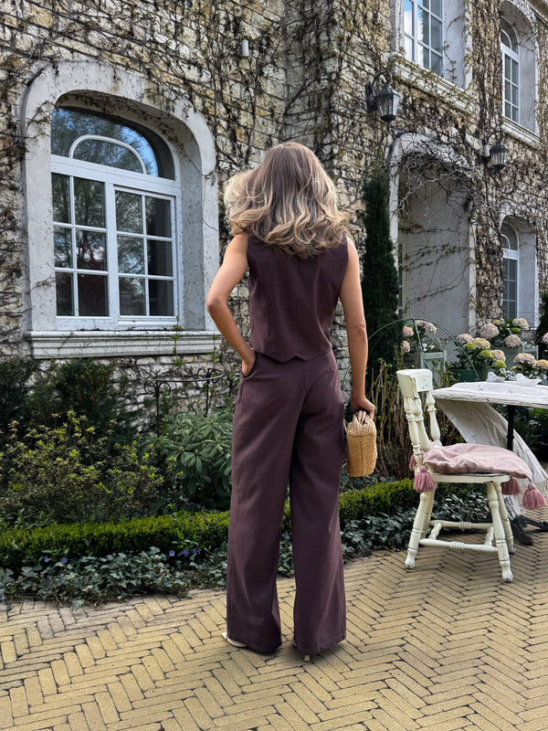 Blanche Waistcoat & Trouser Suit – Brown