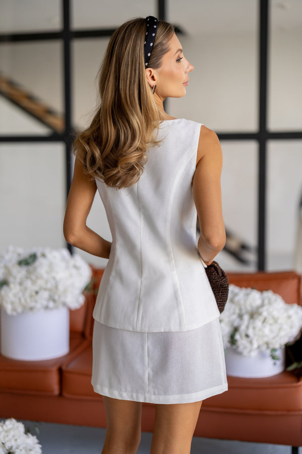 Juliette Ruffle Linen Set – Milk White