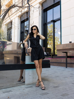 Sienna Waistcoat & Shorts Set – Black