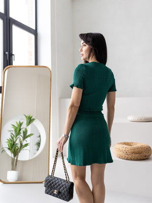 Camille Knit Top & Skirt Set – Green