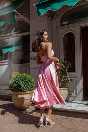 Rosine Satin Bustier Midi Dress