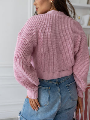 Willa Cropped Cardigan – Pink