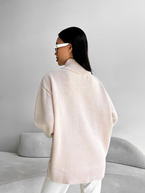 Maëlle Oversized Knit Sweater – Beige
