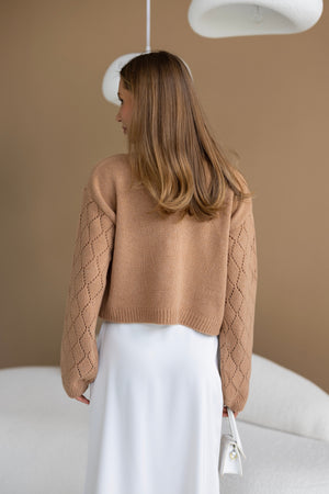 Jacinthe Fine Knit Cardigan – Camel