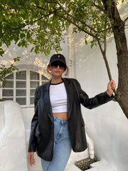 Hermine Oversized Longline Blazer in Black