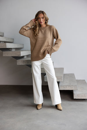 Marion Relaxed Crew Sweater – Camel