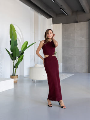 Alba Ribbed Knit Two-Piece – Burgundy