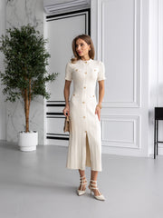 Margot Ribbed Midi Dress in Milk White