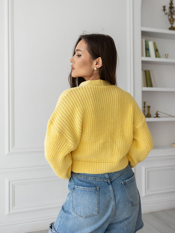 Willa Cropped Cardigan – Yellow