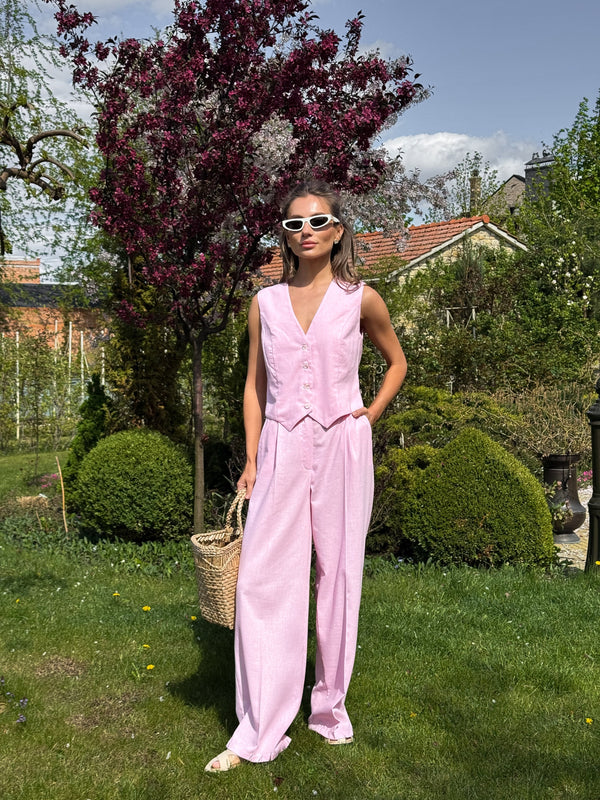 Blanche Waistcoat & Trouser Suit – Pink