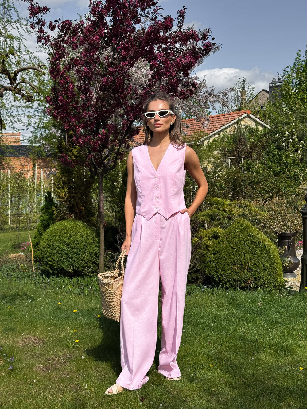 Blanche Waistcoat & Trouser Suit in Pink