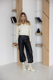 Éliane Half-Zip Cropped Sweater in Cream