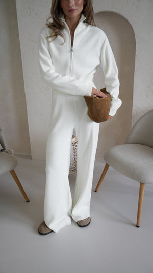 Charlotte Zip Bomber & Trouser Set – Milk White