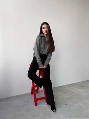 Elin Knit Blouse – Grey