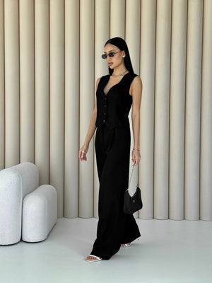 Blanche Waistcoat & Trouser Suit – Black