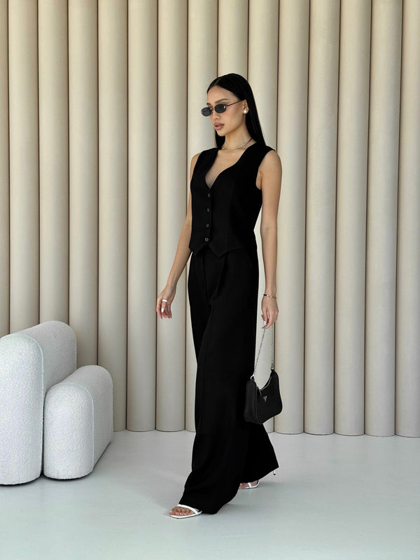 Blanche Waistcoat & Trouser Suit – Black