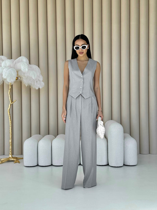 Blanche Waistcoat & Trouser Suit – Grey